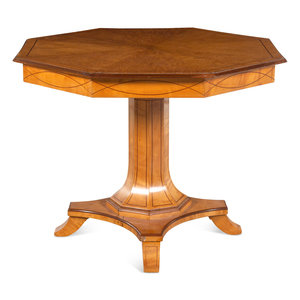 Appraisal: A Biedermeier Line-Inlaid Burlwood Center Table th Century Height x