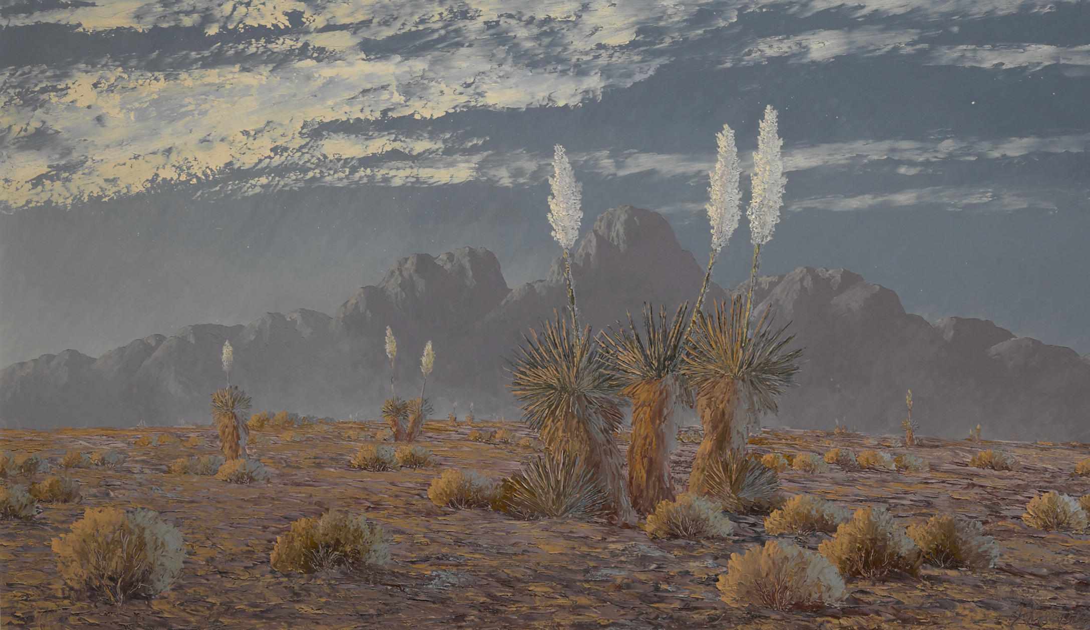 Appraisal: John William Hilton American - Lilian's moonlit yuccas Wickenburg Arizona