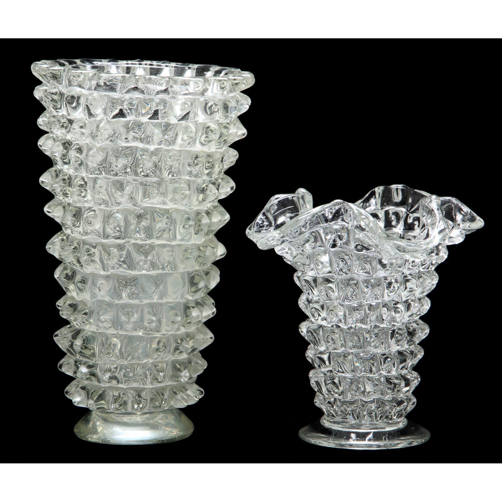 Appraisal: Two Barovier Toso Vetro Rostrato Glass Vases the taller a