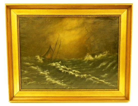 Appraisal: J A Grindle th C oil on board depicting two