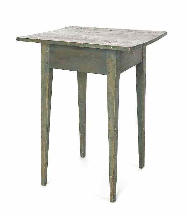 Appraisal: Pennsylvania painted pine work stand retaining its original blue green