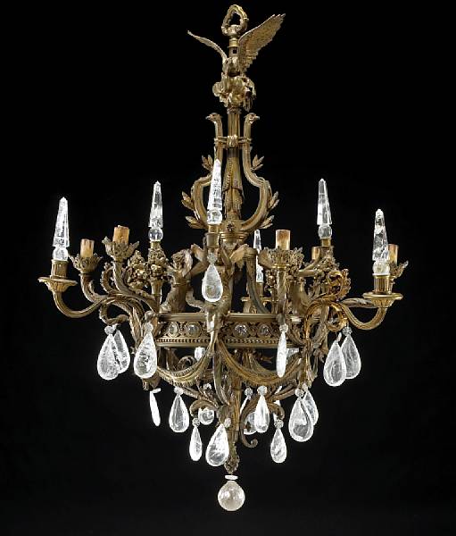 Appraisal: A Louis XVI style gilt bronze and rock crystal six