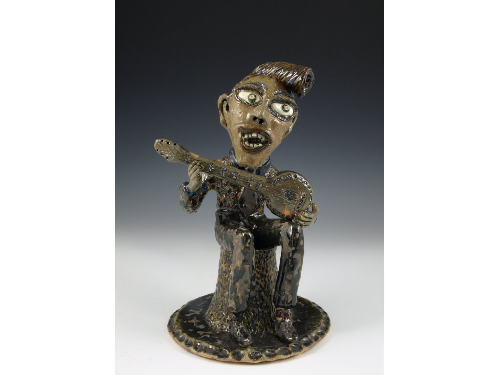 Appraisal: NC Folk Pottery Billy Ray Hussey Banjo Player 's young