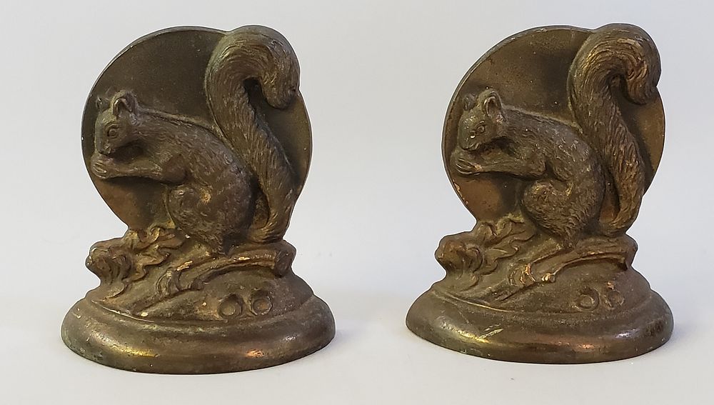 Appraisal: Pair of Vintage Cast Bronze Figural Squirrel Bookends Pair of