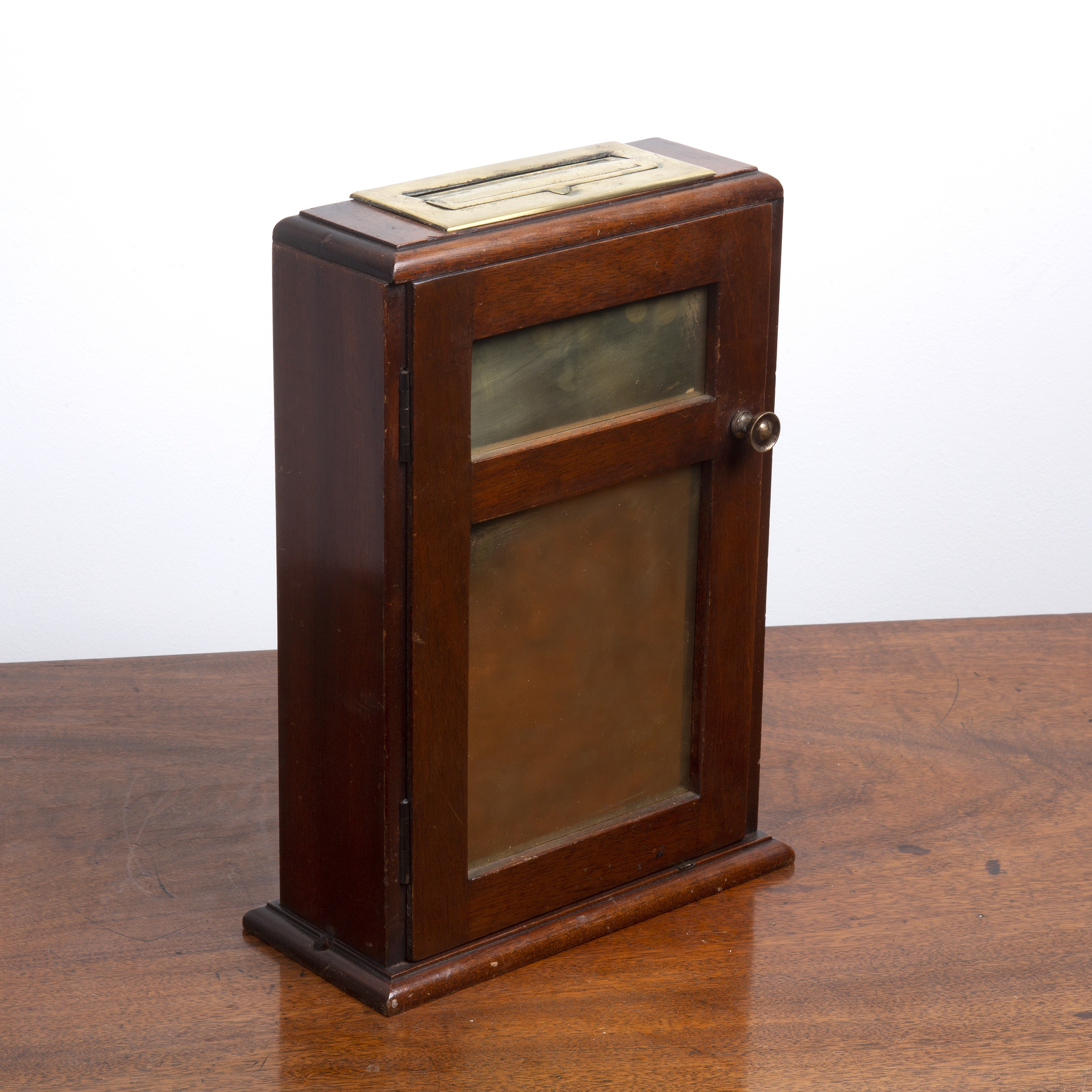 Appraisal: Mahogany and brass fronted ballot vote box late th early