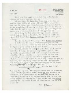 Appraisal: Gardner Martin Archive of Martin Gardner Correspondence Over TLSs to