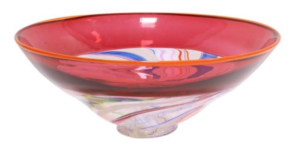 Appraisal: Contemporary studio art glass center bowl Aaron Gross Austin Texas