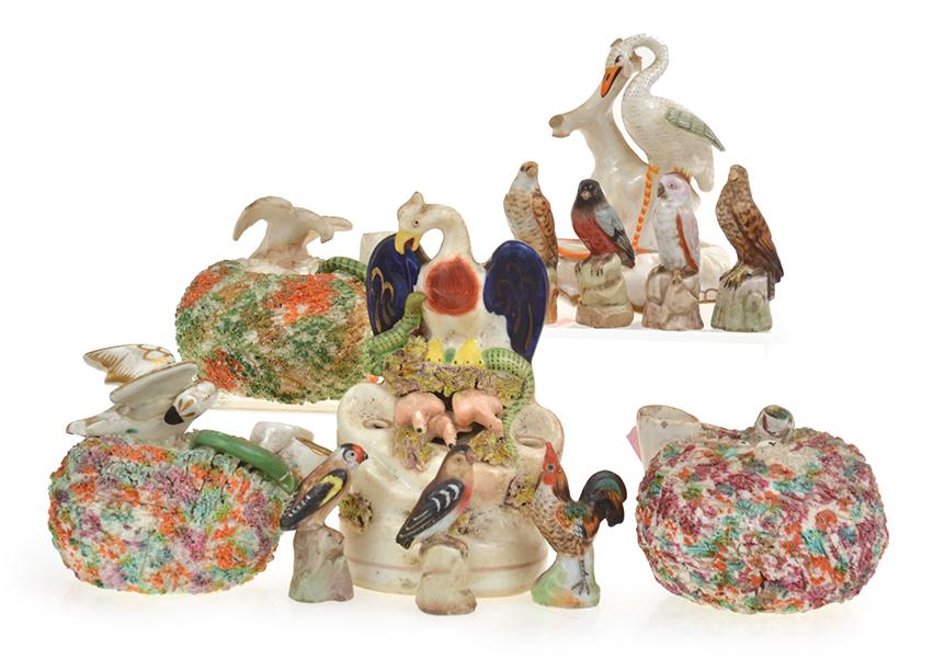 Appraisal: COLLECTION OF TWELVE BIRD THEMED FIGURES INCL STAFFORDSHIRE