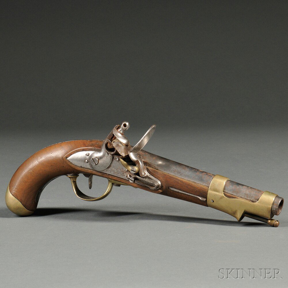 Appraisal: French Model An IX Flintlock Pistol c walnut stock with