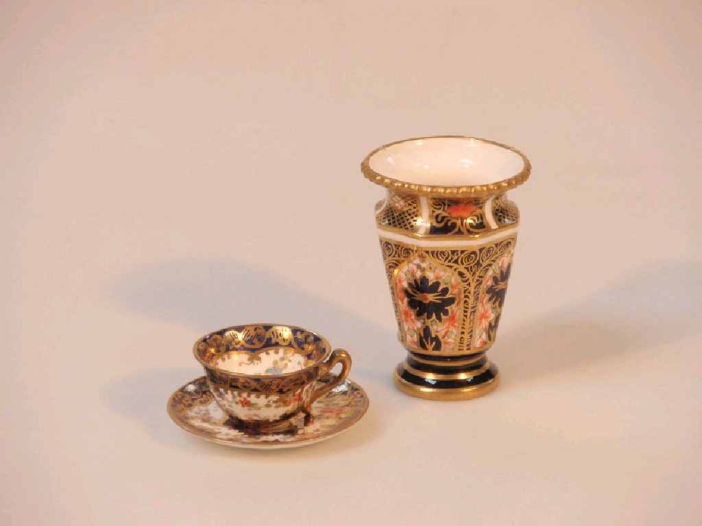 Appraisal: A Royal Crown Derby porcelain miniature vase of octagonal tapering