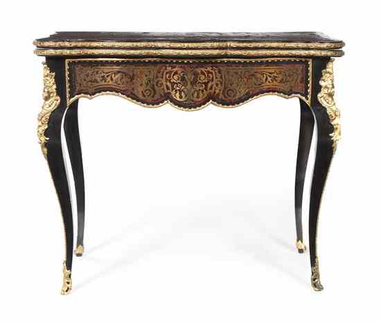 Appraisal: A Napoleon III Style Boulle Marquetry Games Table the shaped