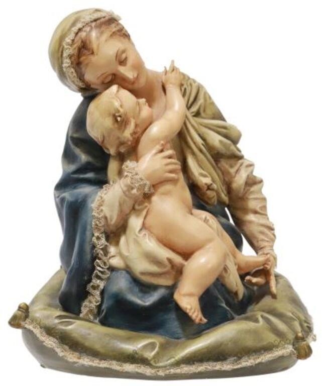 Appraisal: Italian porcelain figure group Madonna and Child signed in the