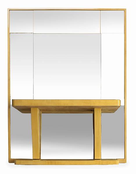 Appraisal: An Italian large mirrored console s lacquered wood base and