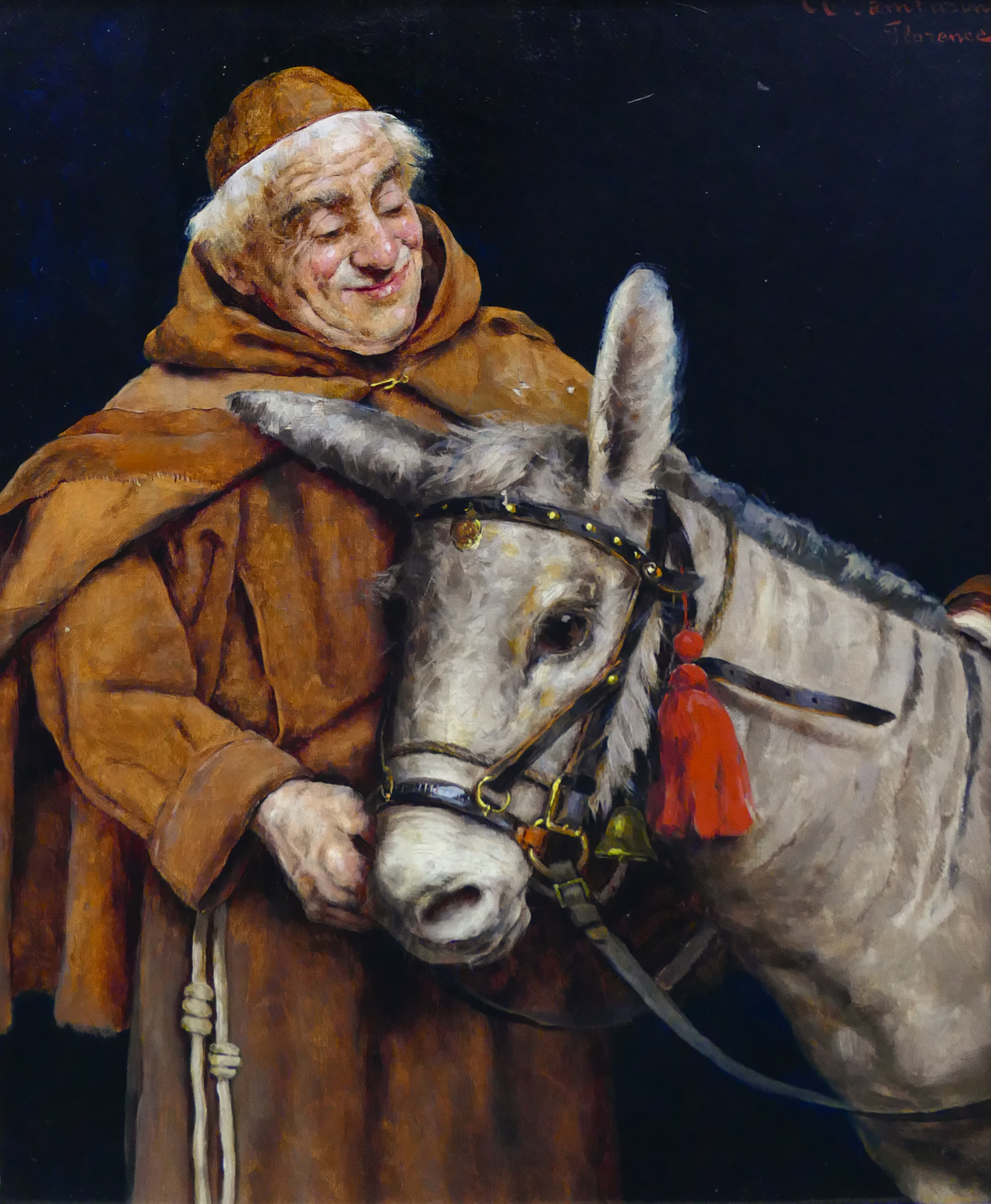 Appraisal: Arnaldo Tamburini - Italy 'Monk with Mule' Oil on Canvas