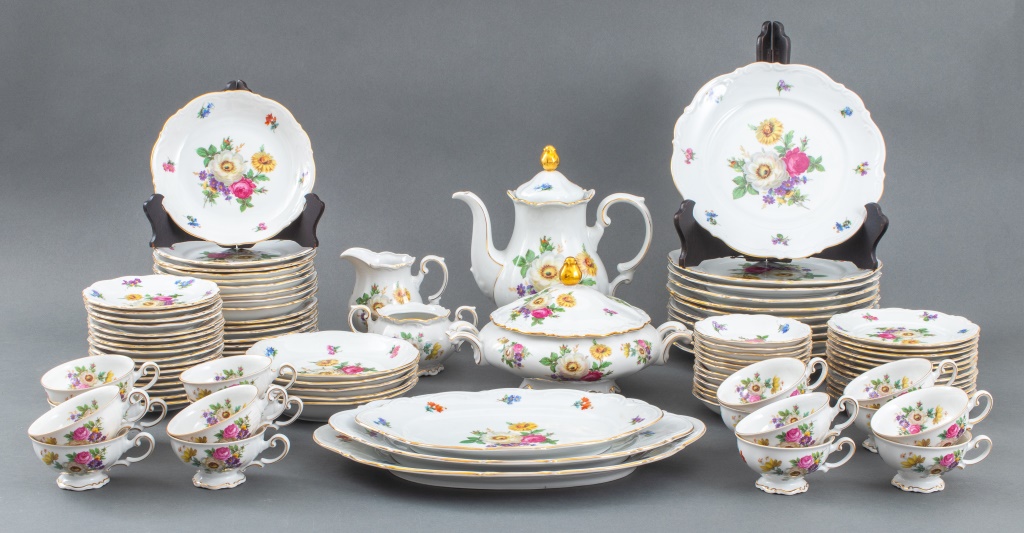 Appraisal: MITTERACH PORCELAIN MEISSEN FLORAL PART SERVICE Mitterach Bavarian Porcelain Part