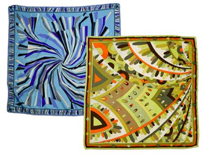 Appraisal: Two Emilio Pucci silk scarves One in turquoise and violet