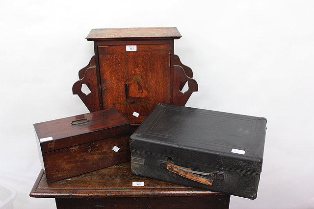 Appraisal: AN EARLY TH CENTURY OAK CABINET Georgian tea caddy and