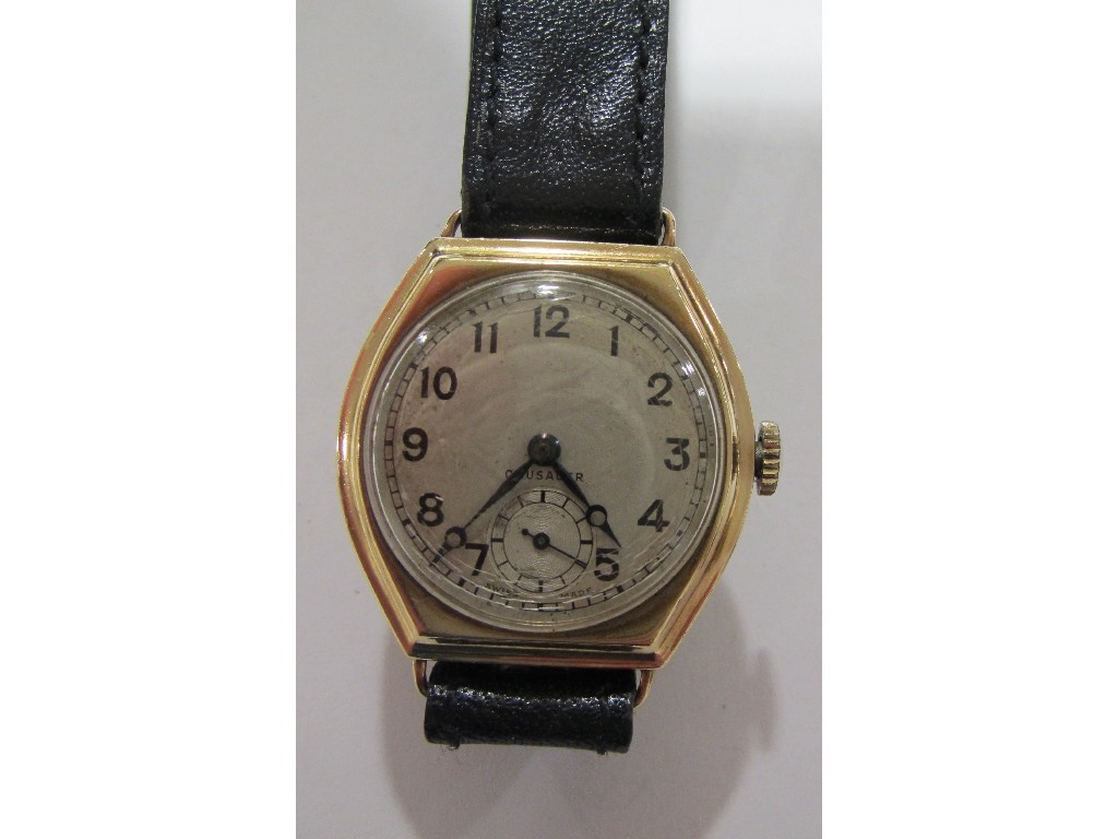 Appraisal: Gents 's ct gold cased Crusader wrist watch with silvered