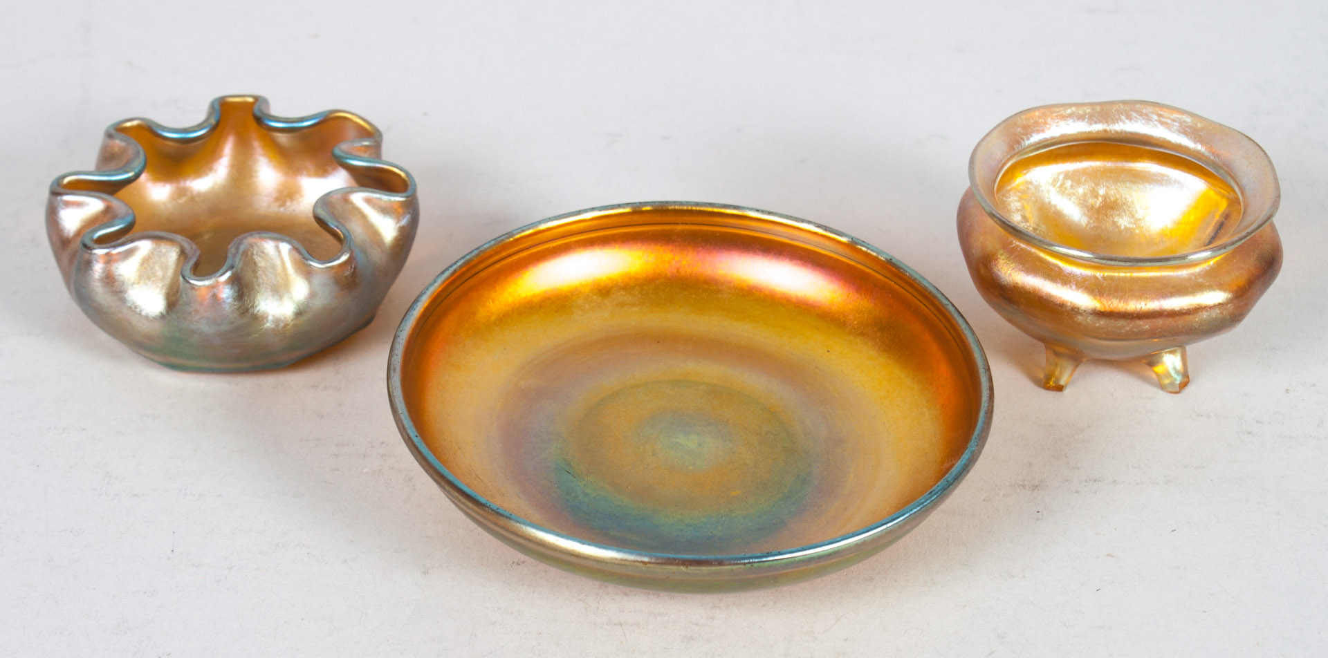 Appraisal: Three Tiffany glass objects first quarter- th century including footed