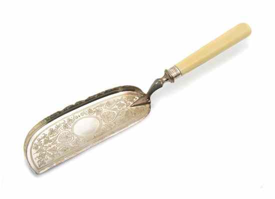 Appraisal: An English Silver Crumber Martin Hall Co Sheffield with engraved