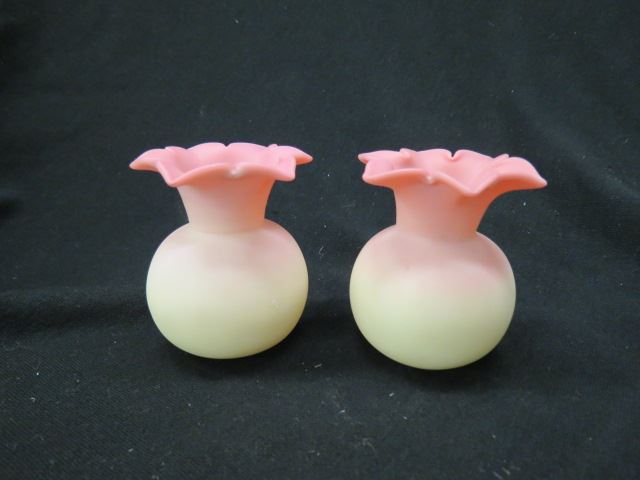 Appraisal: Pair of Peachblow Art Glass Cabinet Vases excellent