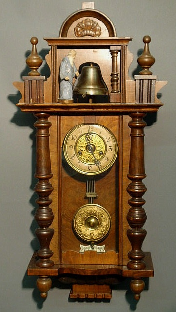 Appraisal: Continental hall regulator clock late th c walnut with Father