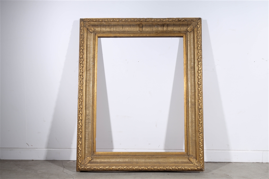 Appraisal: Large antique carved wood and gesso frame with acanthus leaf