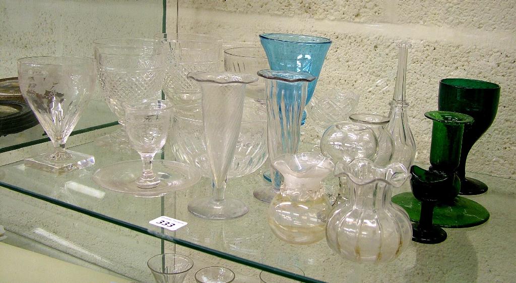 Appraisal: Mixed selection of clear and coloured glass ware including pair