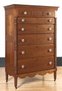 Appraisal: Pennsylvania Sheraton cherry tall chest ca h w