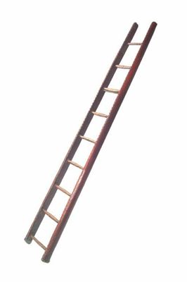 Appraisal: A library ladder the nine rungs with brass studded leather