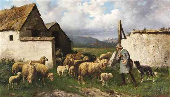 Appraisal: John Giovanni Califano American Italian - Sheep Herder oil on