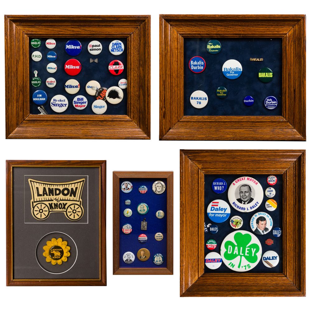 Appraisal: POLITICAL PINBACK ASSORTMENTApproximately mounted political pins and patches contained in