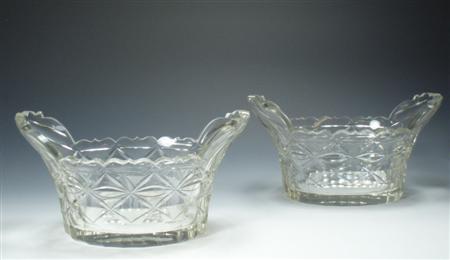 Appraisal: A pair of late th century cut glass boat shaped