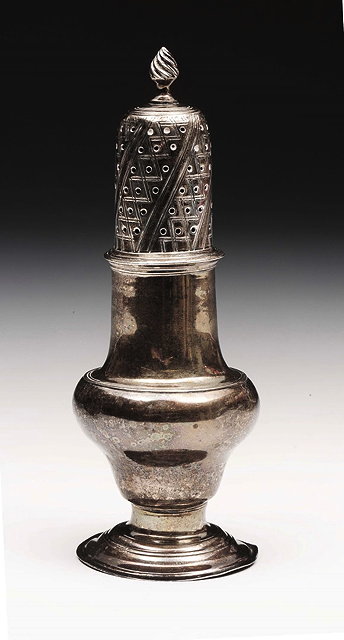 Appraisal: A GEORGE III SILVER BALUSTER SHAPED PEPPER standing on a