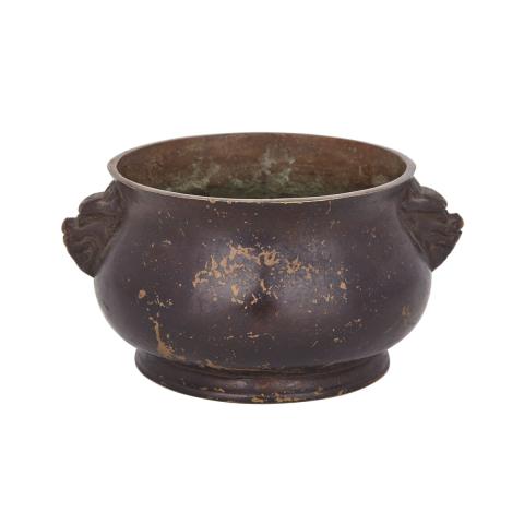 Appraisal: Bronze Censer with Lion Handles Xuande Mark but th Century