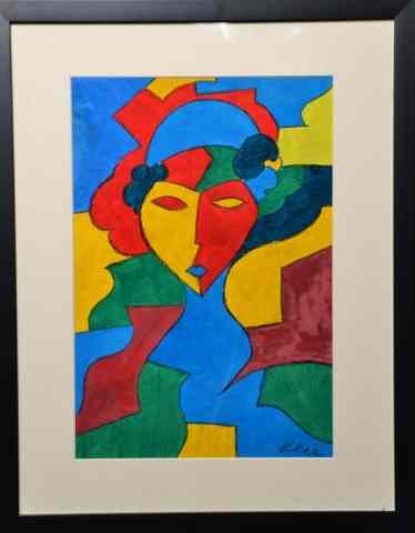 Appraisal: SIGNED KLEE GOUACHE ON HEAVY PAPERCubist portrait of a woman