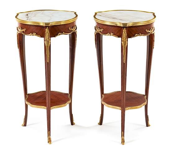 Appraisal: A Pair of Louis XV Style Gilt Bronze Mounted Side