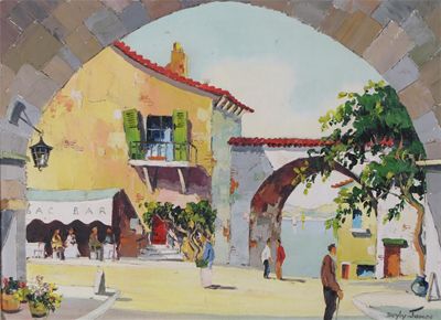 Appraisal: Cecil D'Oyly-John - Villefranche C te d'Azur Signed titled verso