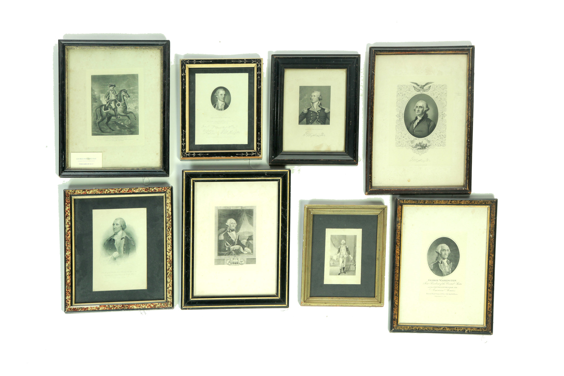 Appraisal: EIGHT VARIOUS BLACK AND WHITE LITHOGRAPHS AND ENGRAVINGS OF GEORGE