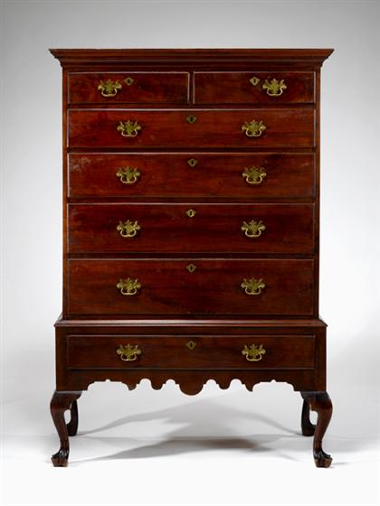 Appraisal: Queen Anne walnut chest on frame philadelphia circa Rectangular top