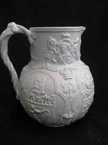 Appraisal: English Salt Glaze Pitcher bas-relief various crests circa '' excellent