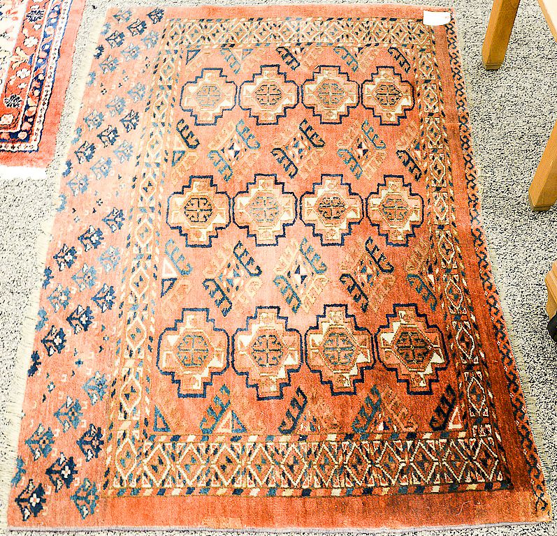 Appraisal: Bokhara Oriental throw rug ' x ' Bokhara Oriental throw