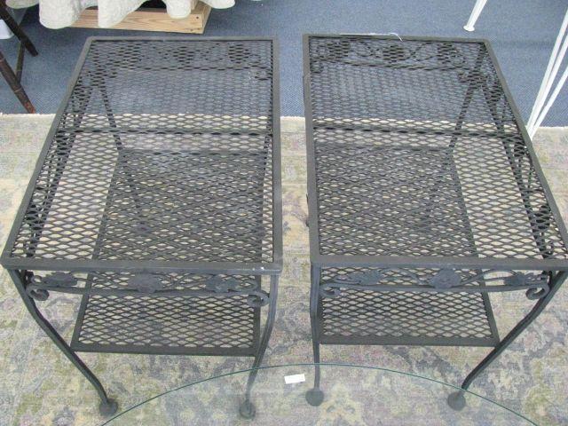 Appraisal: Pair of Wrought Iron Side Tables