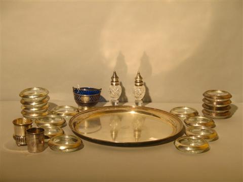 Appraisal: LOT OF SILVER AND SILVER PLATE SERVING WARES Comprising an