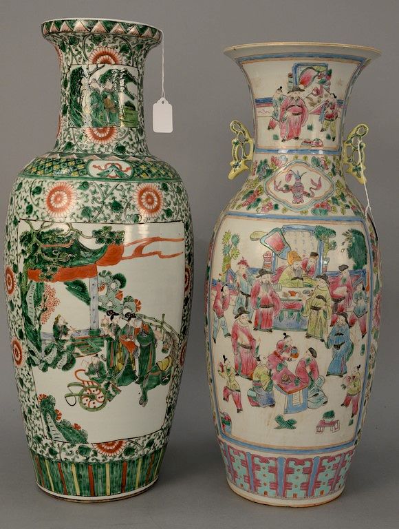 Appraisal: Two large Chinese porcelain baluster vases to include a famille