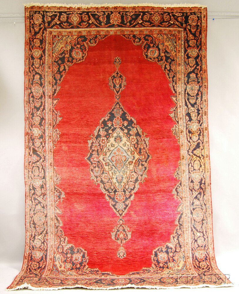 Appraisal: Kashan Rug Central Persia second quarter th century reselvaged ft