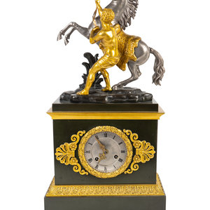 Appraisal: A French Empire Style Bronze Marley Horse Clock TH CENTURY