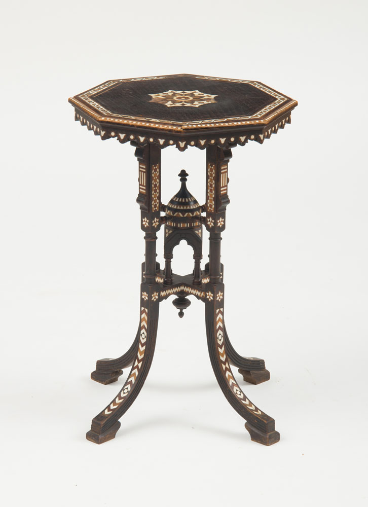 Appraisal: NORTH AFRICAN MOORISH INLAID HARDWOOD SIDE TABLE Circa x in