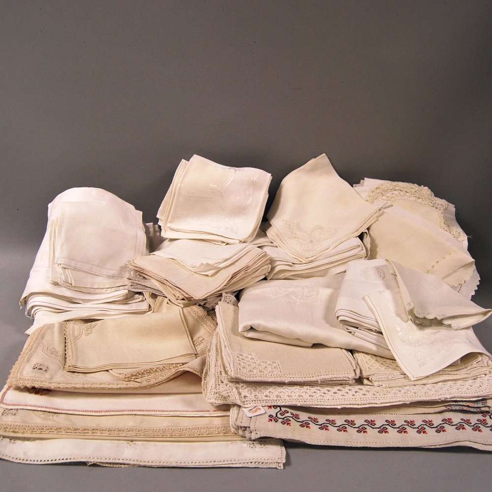 Appraisal: Large Group of Assorted Mostly White Table Linens including several