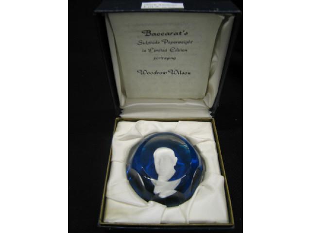 Appraisal: Baccarat Sulfide Art Glass Paperweight Woodrow Wilson original box